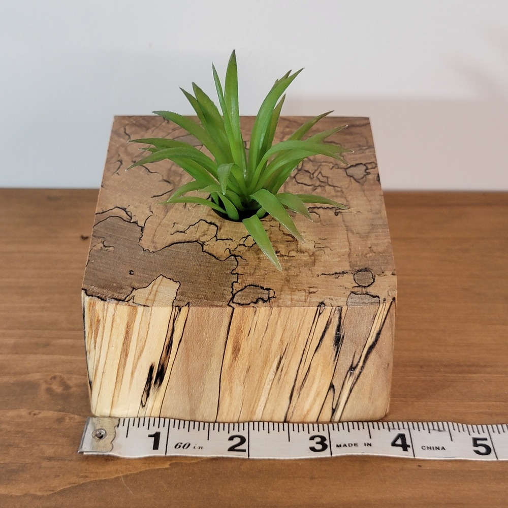 Handmade Spalted Wood Block Planter shelf sitter display Rustic Modern Decor